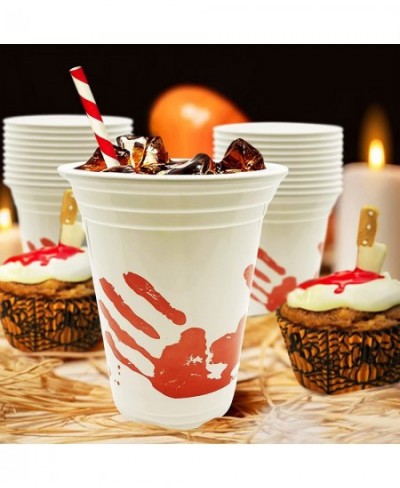 Blood Print Halloween Party Plastic Cups Set of 50 10 oz Halloween Disposable Cups Halloween Party Supplies and Drinking Deco...