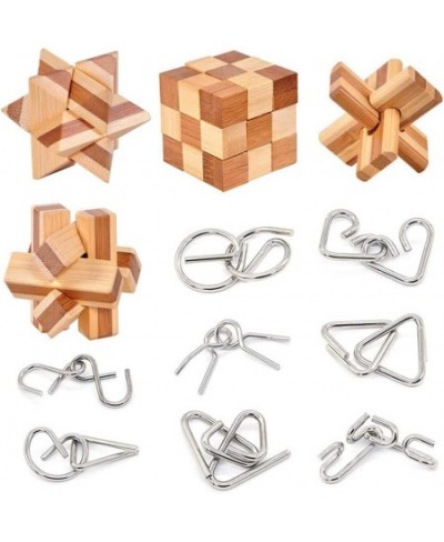 Bamboo 3D Puzzle Metal Brain Teasers Puzzles Mind Game Toys Set for Teens and Adults Pack of 12pcs $39.27 - Brain Teaser Puzzles