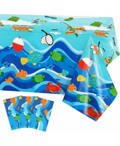 3 Pack Gone Fishing Tablecloths for O Fish Ally One Birthday Decorations Disposable Plastic Rectangle Little Fisherman Table ...