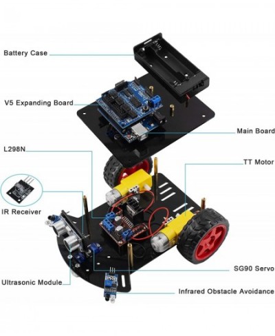 Smart Robot Car Kit 2WD Remote Control Car Compatible with Arduino IDE with Tutorail $49.44 - Educational Science Kits