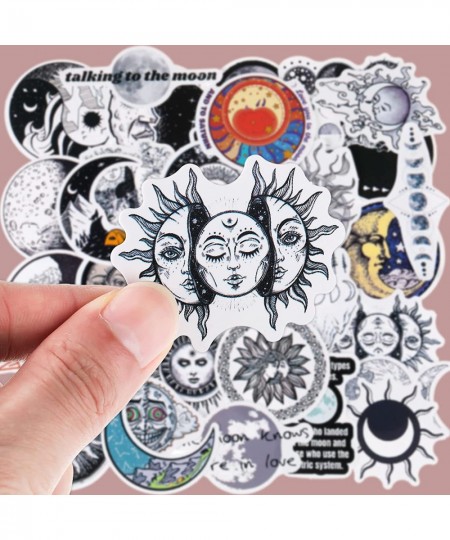 100 Pcs Sun and Moon Stickers Astronomy Celestial Decals Waterproof Sun Moon Stickers PVC Round Celestial Stickers for Laptop...