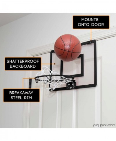 Over The Door Basketball Hoop - Indoor Wall Mounted 16 x 12 Inch Mini Basketball Hoop Set with Shatter Resistant Backboard & ...