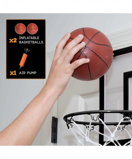 Over The Door Basketball Hoop - Indoor Wall Mounted 16 x 12 Inch Mini Basketball Hoop Set with Shatter Resistant Backboard & ...