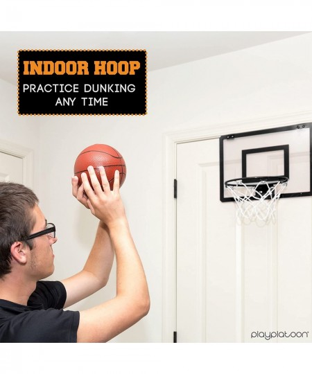 Over The Door Basketball Hoop - Indoor Wall Mounted 16 x 12 Inch Mini Basketball Hoop Set with Shatter Resistant Backboard & ...