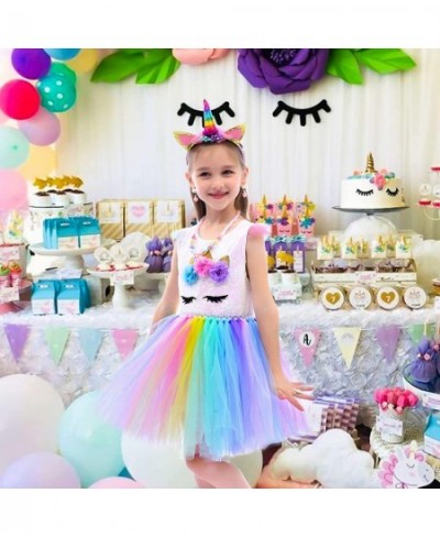 Unicorn Costume for Girls Rainbow Tutu Dress Up with Headband Wing Outfit Princess Birthday Party Gift $49.92 - Kids' Costumes