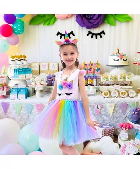 Unicorn Costume for Girls Rainbow Tutu Dress Up with Headband Wing Outfit Princess Birthday Party Gift $49.92 - Kids' Costumes