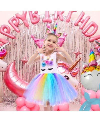 Unicorn Costume for Girls Rainbow Tutu Dress Up with Headband Wing Outfit Princess Birthday Party Gift $49.92 - Kids' Costumes