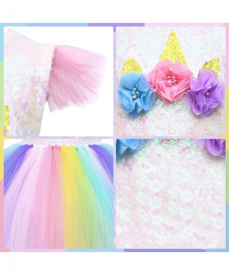 Unicorn Costume for Girls Rainbow Tutu Dress Up with Headband Wing Outfit Princess Birthday Party Gift $49.92 - Kids' Costumes