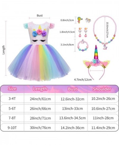 Unicorn Costume for Girls Rainbow Tutu Dress Up with Headband Wing Outfit Princess Birthday Party Gift $49.92 - Kids' Costumes