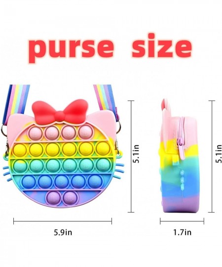 Pretty Cute Coin Purse Push Pop Bubble Purse Handbags Fidget Toy Crossbody-Bag Rainbow Silicone Sensory Toys Messenger Bag wi...