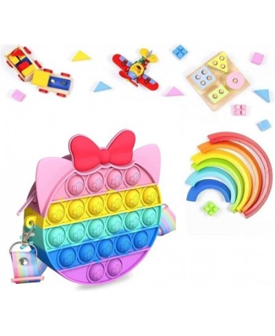 Pretty Cute Coin Purse Push Pop Bubble Purse Handbags Fidget Toy Crossbody-Bag Rainbow Silicone Sensory Toys Messenger Bag wi...