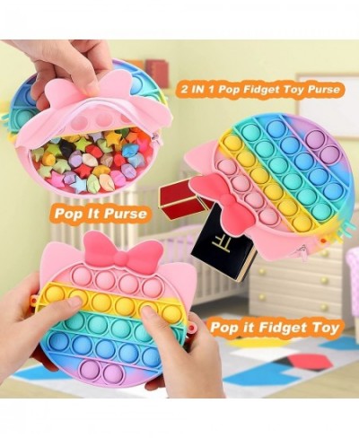 Pretty Cute Coin Purse Push Pop Bubble Purse Handbags Fidget Toy Crossbody-Bag Rainbow Silicone Sensory Toys Messenger Bag wi...