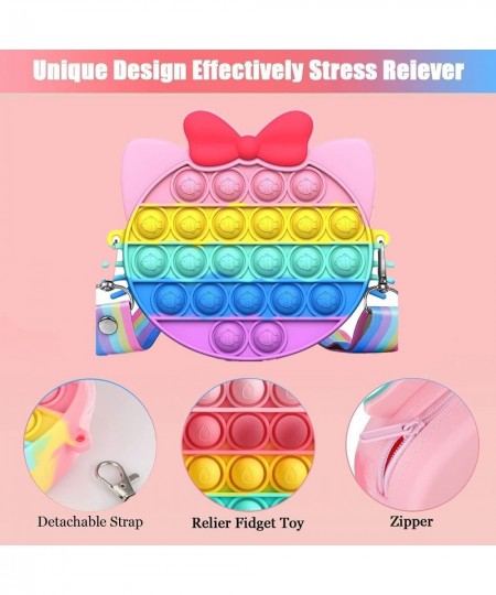 Pretty Cute Coin Purse Push Pop Bubble Purse Handbags Fidget Toy Crossbody-Bag Rainbow Silicone Sensory Toys Messenger Bag wi...