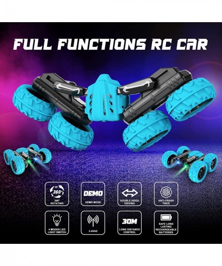 Remote Control Car Double Sided 2.4GHz Fast RC Stunt Car 360°Rotating 4WD RC Cars with Bright Lights Outdoor Rechargeable Ele...