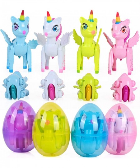 Toys for 3 4 5 6 7 Year Old Girls 4 Pack Easter Eggs Toys with Unicorn Easter Basket Stuffers for Kids Birthday Christmas Val...