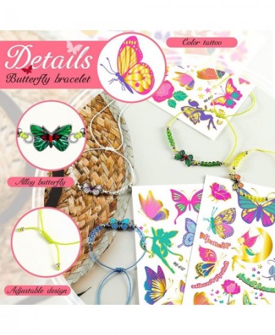 15 Pieces Butterfly Party Favors Colorful Butterfly Bracelets and Butterfly Temporary Tattoos Adjustable Bracelet for Butterf...