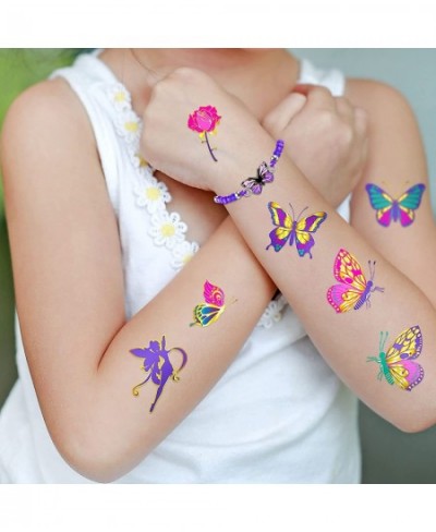 15 Pieces Butterfly Party Favors Colorful Butterfly Bracelets and Butterfly Temporary Tattoos Adjustable Bracelet for Butterf...