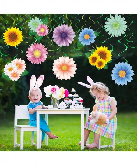 30 Pcs Flowers Butterfly Hanging Swirl Decorations Spring Summer Sunflower Baby Shower Decor for Women Kids Birthday Easter P...