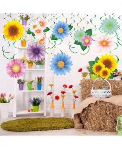 30 Pcs Flowers Butterfly Hanging Swirl Decorations Spring Summer Sunflower Baby Shower Decor for Women Kids Birthday Easter P...