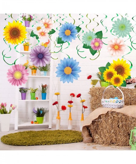 30 Pcs Flowers Butterfly Hanging Swirl Decorations Spring Summer Sunflower Baby Shower Decor for Women Kids Birthday Easter P...