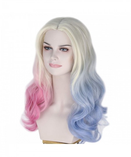 Missuhair Women's Long Wavy 2 Dyeing Color Blonde Blue Pink Wig Halloween Costume Wig $36.65 - Kids' Dress-Up Accessories