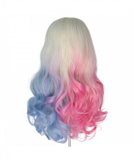 Missuhair Women's Long Wavy 2 Dyeing Color Blonde Blue Pink Wig Halloween Costume Wig $36.65 - Kids' Dress-Up Accessories