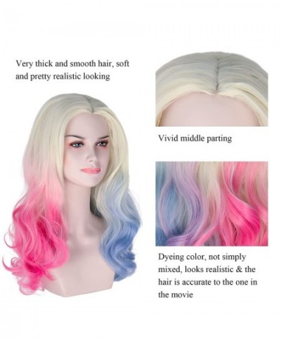 Missuhair Women's Long Wavy 2 Dyeing Color Blonde Blue Pink Wig Halloween Costume Wig $36.65 - Kids' Dress-Up Accessories