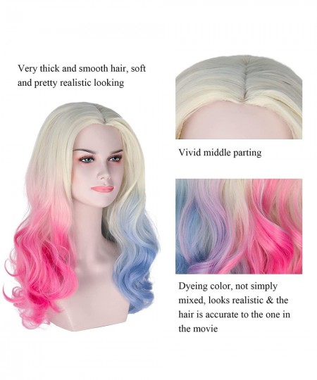 Missuhair Women's Long Wavy 2 Dyeing Color Blonde Blue Pink Wig Halloween Costume Wig $36.65 - Kids' Dress-Up Accessories