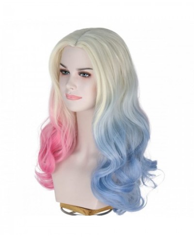 Missuhair Women's Long Wavy 2 Dyeing Color Blonde Blue Pink Wig Halloween Costume Wig $36.65 - Kids' Dress-Up Accessories