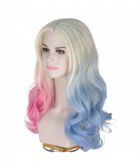 Missuhair Women's Long Wavy 2 Dyeing Color Blonde Blue Pink Wig Halloween Costume Wig $36.65 - Kids' Dress-Up Accessories