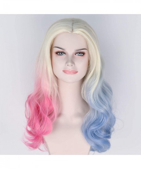 Missuhair Women's Long Wavy 2 Dyeing Color Blonde Blue Pink Wig Halloween Costume Wig $36.65 - Kids' Dress-Up Accessories