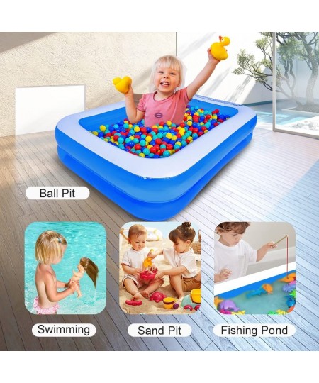 Family Inflatable Swimming Pool with Pump 79" X 59" X 20" Full-Sized Above Ground Pools for Kids Adults Baby Children Thick W...