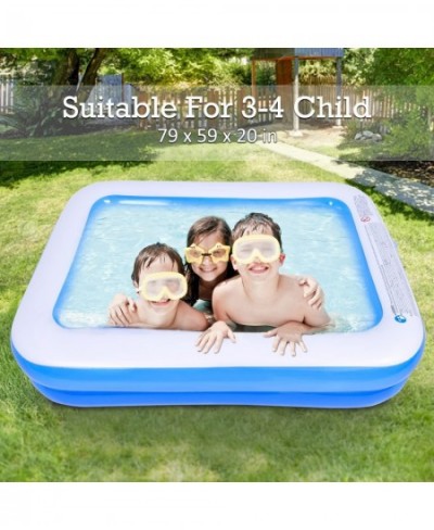 Family Inflatable Swimming Pool with Pump 79" X 59" X 20" Full-Sized Above Ground Pools for Kids Adults Baby Children Thick W...