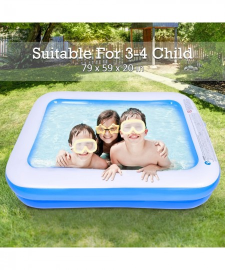 Family Inflatable Swimming Pool with Pump 79" X 59" X 20" Full-Sized Above Ground Pools for Kids Adults Baby Children Thick W...