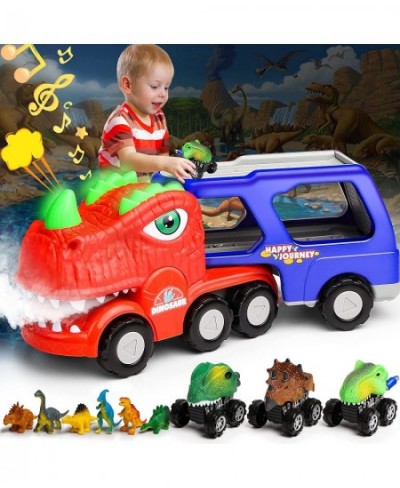 Dinosaur Truck Toys for Kids 3-5 Dino Trucks with Music Spray and Light-up 3 Pull Back Dinosaur Cars and 6 Dinosaur Toys Chri...