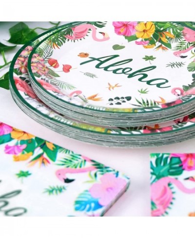 Hawaiian Luau Party Paper Plates and Napkins Serves 24 Flamingo Tropical Party Supplies for Hawaiian Summer Tropical Luau Bea...