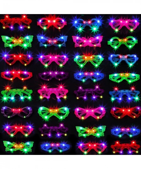 36 Packs LED Glasses for Kids 6 Shapes Glow in The Dark Party Supplies Favor Light Up Glasses LED Glow Glasses Neon LED Flash...