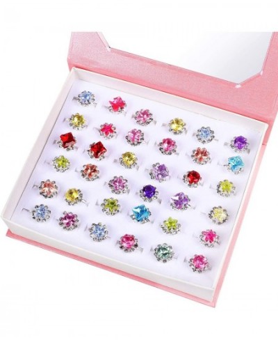 36Pcs Little Girls Rings for Kids Jewelry Rings Adjustable Gem Rings Set in Box Colorful Rings Gift Girls Pretend Dress up Pl...