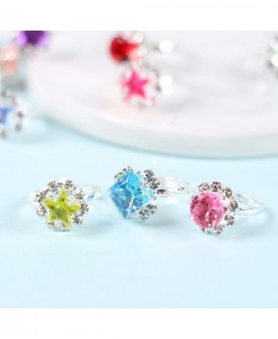 36Pcs Little Girls Rings for Kids Jewelry Rings Adjustable Gem Rings Set in Box Colorful Rings Gift Girls Pretend Dress up Pl...