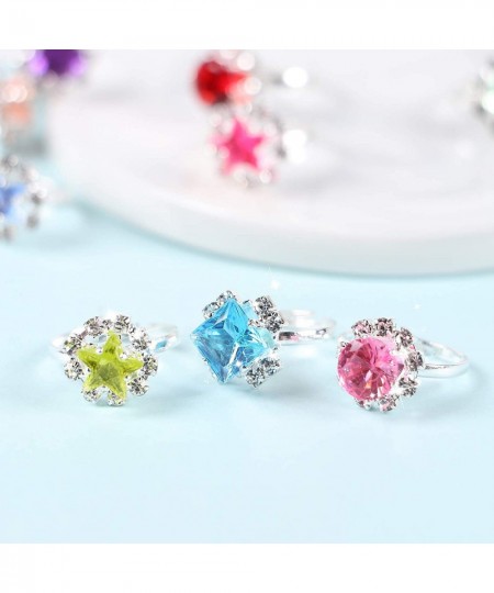 36Pcs Little Girls Rings for Kids Jewelry Rings Adjustable Gem Rings Set in Box Colorful Rings Gift Girls Pretend Dress up Pl...