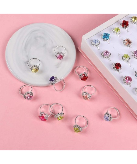 36Pcs Little Girls Rings for Kids Jewelry Rings Adjustable Gem Rings Set in Box Colorful Rings Gift Girls Pretend Dress up Pl...