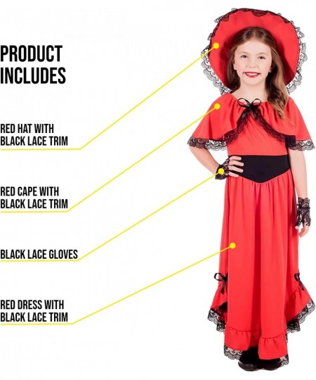 Girls Southern Bell Costume Red Dress Colonial Halloween Costumes for Girls - Available in Sizes S M L XL $23.86 - Kids' Cost...