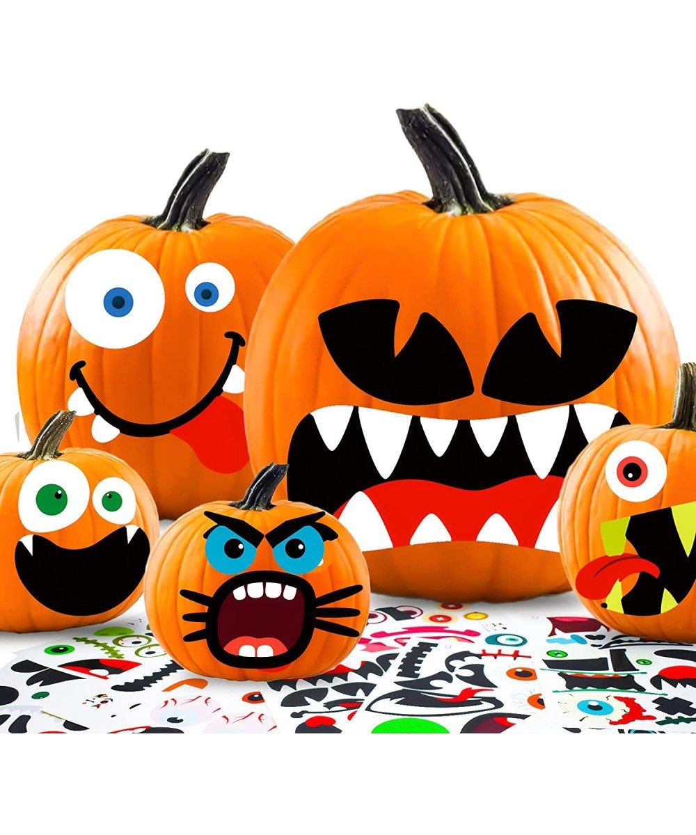 Halloween Pumpkin Decorating Stickers - 35 Total Face Stickers- Pumpkin Face Jack-o-Lantern Decoration Kit - 9 Large Sheets- ...