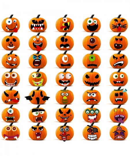 Halloween Pumpkin Decorating Stickers - 35 Total Face Stickers- Pumpkin Face Jack-o-Lantern Decoration Kit - 9 Large Sheets- ...