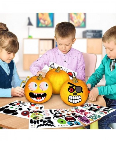 Halloween Pumpkin Decorating Stickers - 35 Total Face Stickers- Pumpkin Face Jack-o-Lantern Decoration Kit - 9 Large Sheets- ...