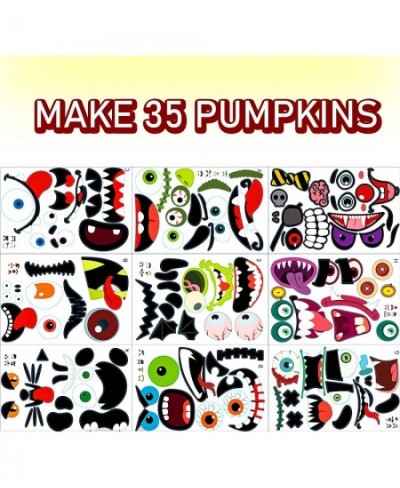 Halloween Pumpkin Decorating Stickers - 35 Total Face Stickers- Pumpkin Face Jack-o-Lantern Decoration Kit - 9 Large Sheets- ...