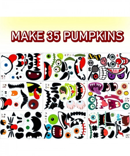 Halloween Pumpkin Decorating Stickers - 35 Total Face Stickers- Pumpkin Face Jack-o-Lantern Decoration Kit - 9 Large Sheets- ...