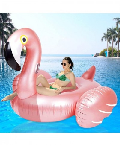 Giant Inflatable Flamingo Ride On Pool Float 66" x 57" x 40" Blow Up Pool Floatie with Fast Valves Swimming Floating Raft Lou...