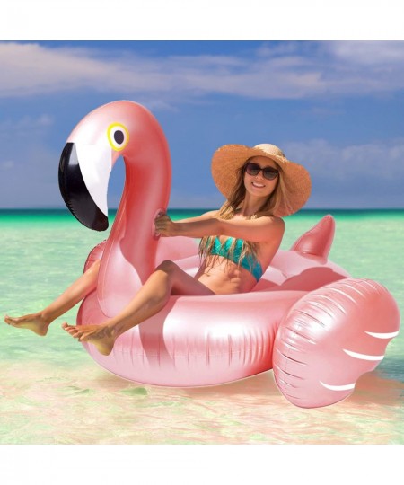 Giant Inflatable Flamingo Ride On Pool Float 66" x 57" x 40" Blow Up Pool Floatie with Fast Valves Swimming Floating Raft Lou...