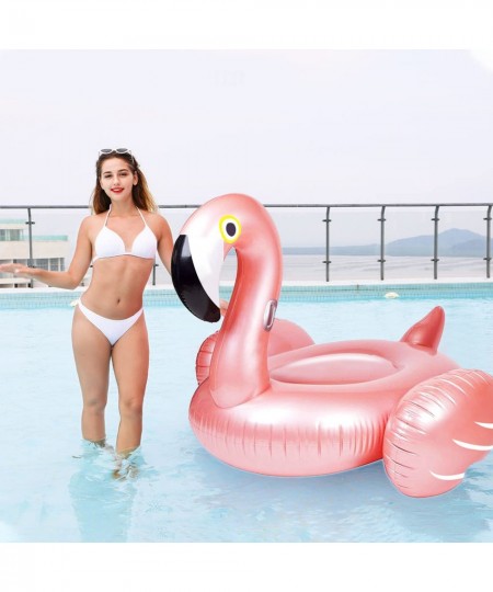 Giant Inflatable Flamingo Ride On Pool Float 66" x 57" x 40" Blow Up Pool Floatie with Fast Valves Swimming Floating Raft Lou...